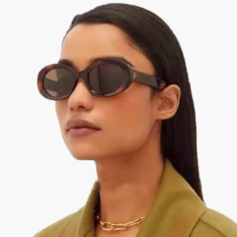Versatile Fashion Sunglasses New Oval Frame Sun Glasses Retro Small Frame Eyeglasses Y2K Street Photo Glasses Female