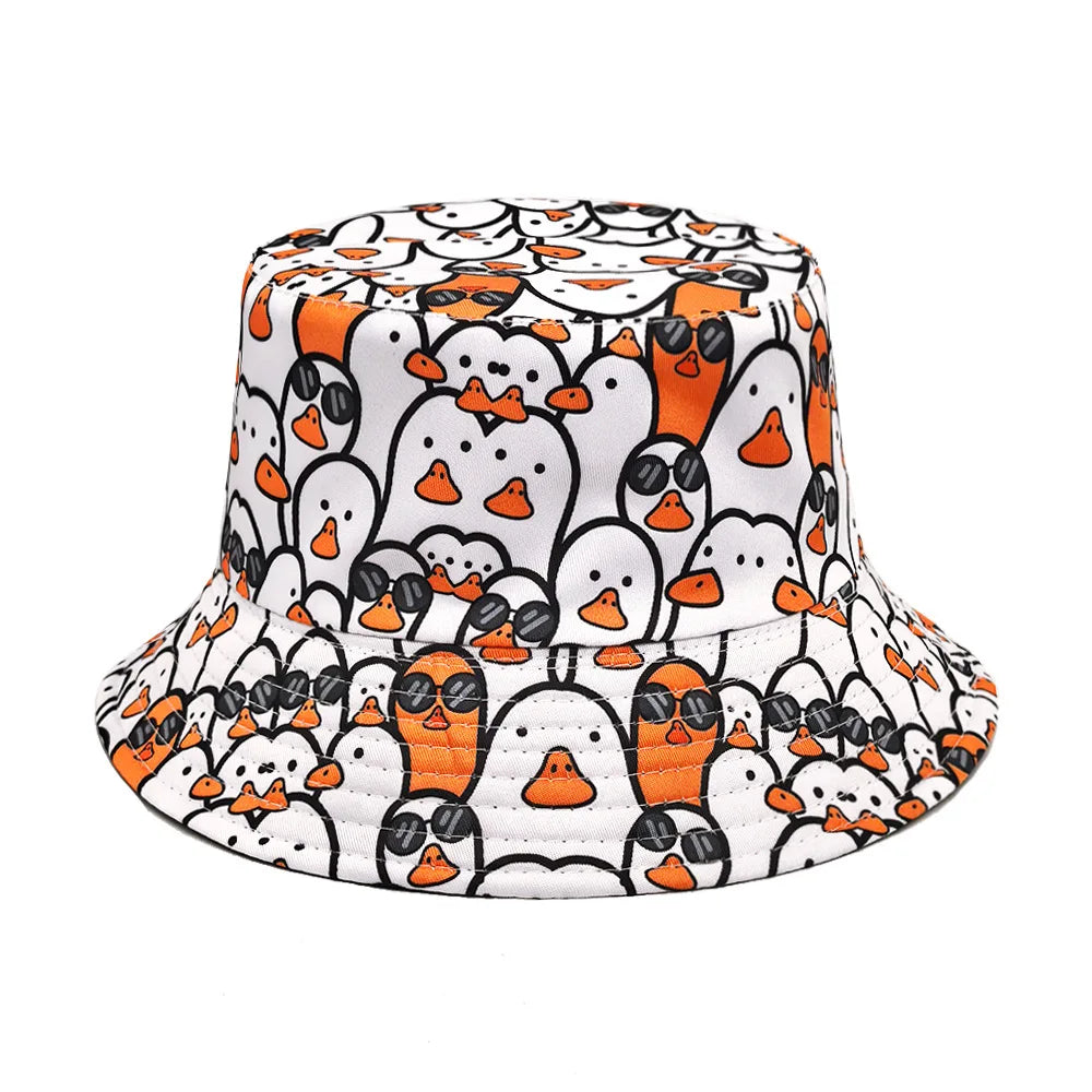Duck Print Panama Summer Sunscreen Sun Hat Women Men Suitable for Daily Wear Bucket Hats Travel Fashion Decorate Fisherman Hats