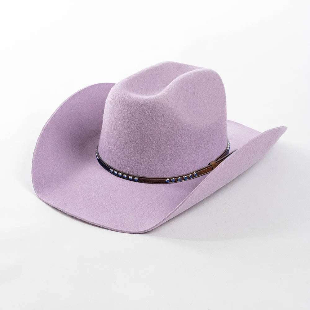 USPOP Autumn Winter Western Cowboy Hat Unisex Casual Studded Wool Felt Hat with Belt  Large Size Fedora Available in Sizes S-XL