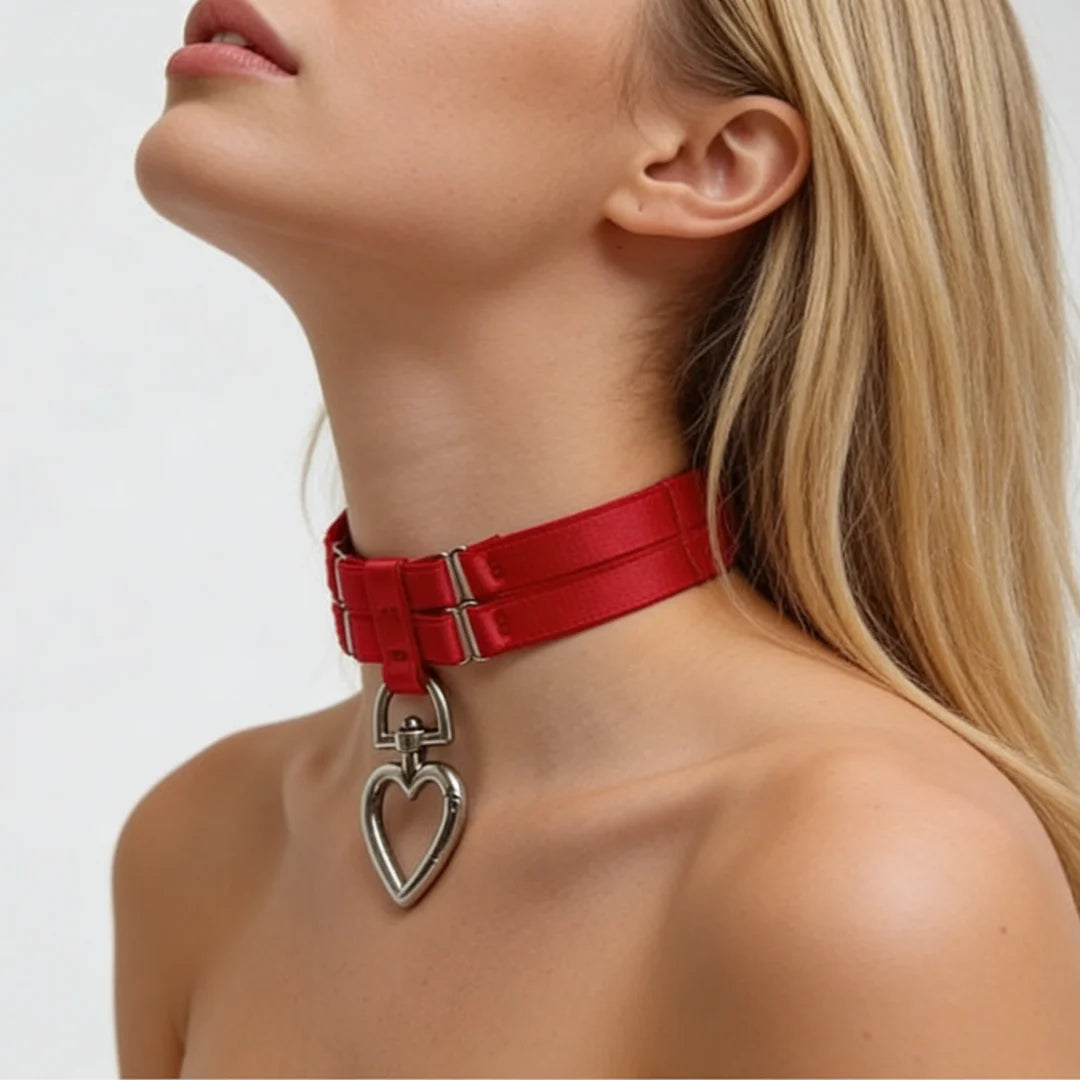 UYEE Women Colorful Tie Neck Ring Large Circle Heart Geometric Shape Accessory Belt Sweet Cool Style Iron Material for All Ages