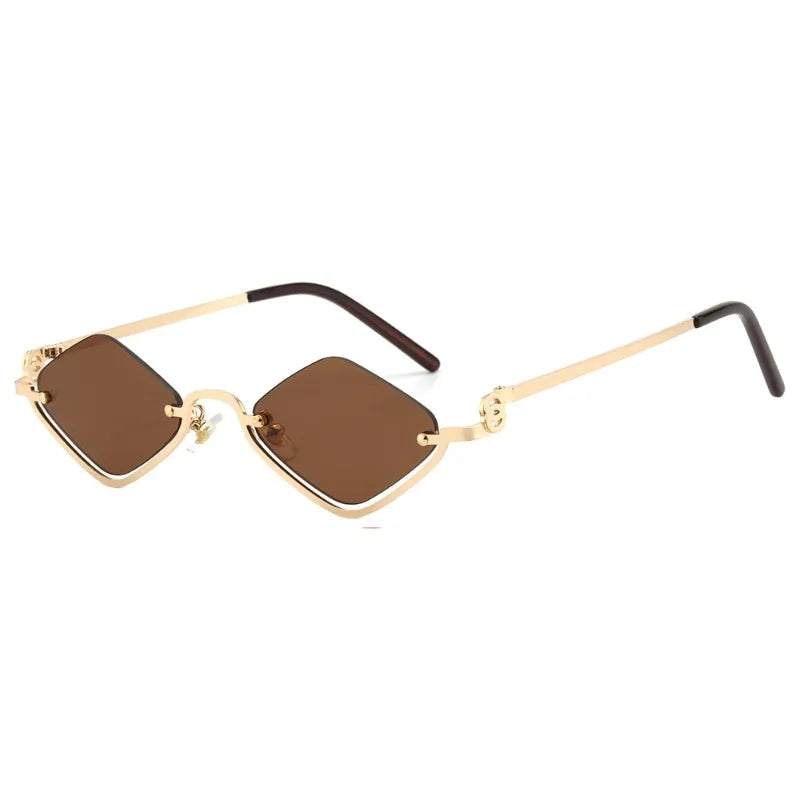 Fashion Small Polygonal Sunglasses Women Luxury Brand Metal Half Frame Sun Glasses Ladies Hipster Sexy Cat Eye Shades Vintage
