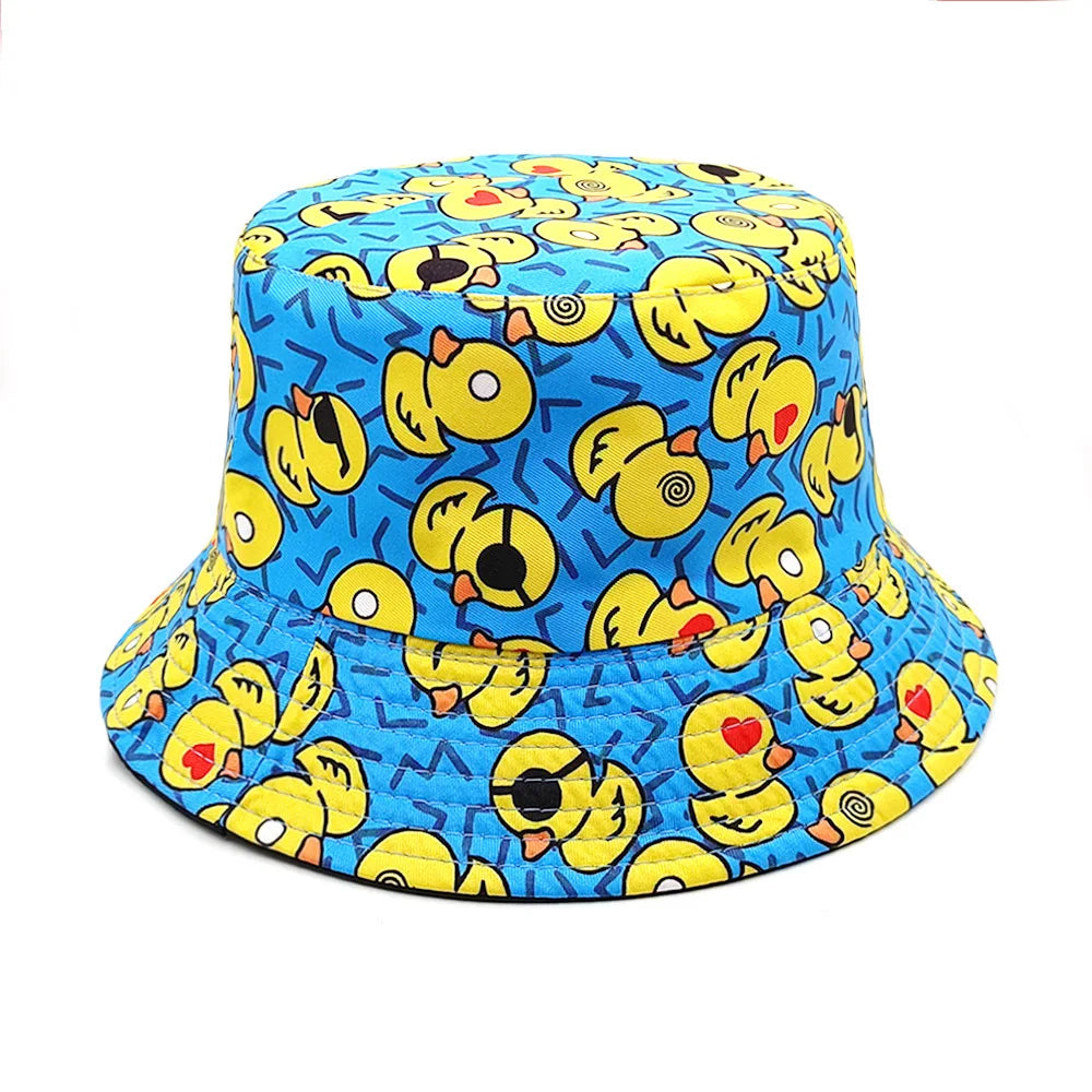 Duck Print Panama Summer Sunscreen Sun Hat Women Men Suitable for Daily Wear Bucket Hats Travel Fashion Decorate Fisherman Hats