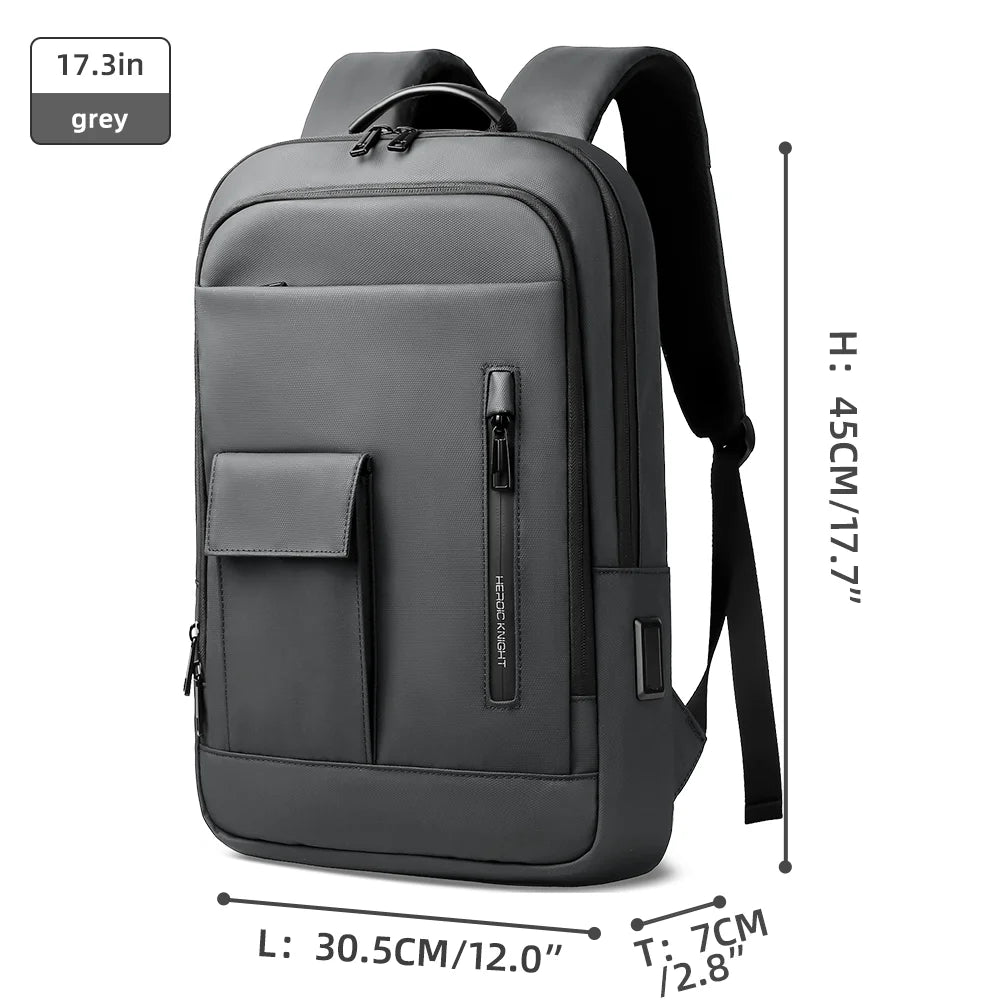 Heroic Knight Slim Backpack for Men Multifunction Work Backpack for 15.6' Laptop Bag Waterproof Business Bag College Bag Male