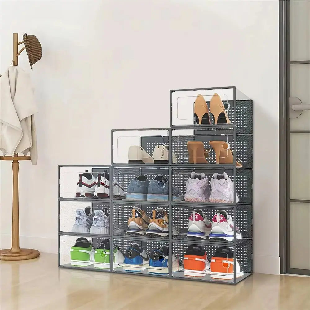 12 Stackable Shoe Storage Box Organiser