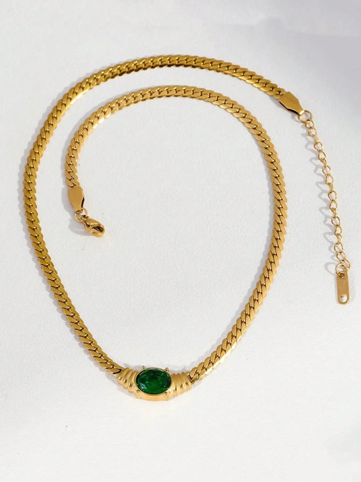 Women Luxury Jewelry Egg Shape Gemstone Necklace Stainless Steel Necklace for Women