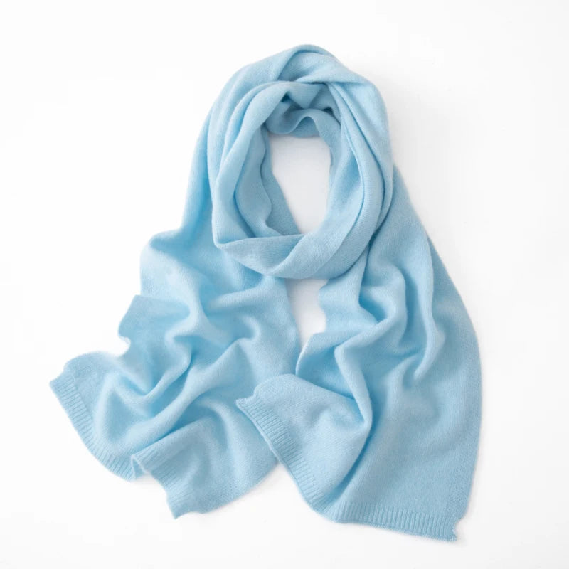 Soft 100% Cashmere Scarf for Autumn and Winter, Women's Knitted Warm Neck Protection Scarf 160*25CM