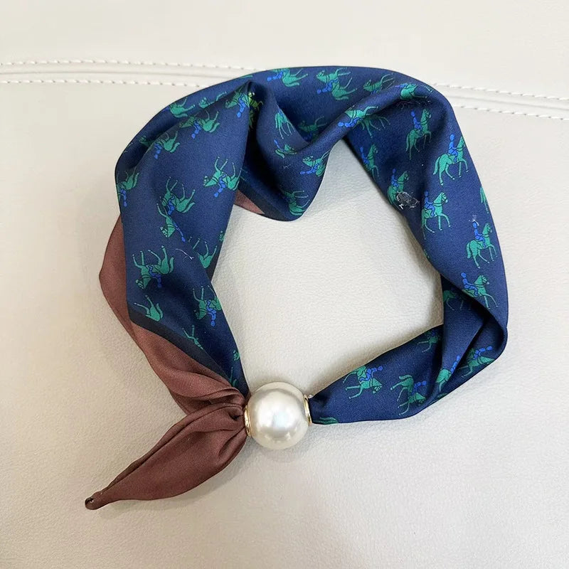 1/2PCS Elegant Pearl Tail Magnetic Clasp Scarf Summer New Versatile Breathable Fashion Artistic Accessory Neck Wrap Scarves
