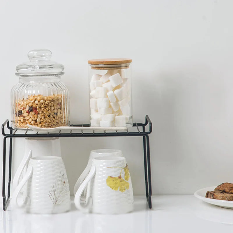 Stackable Iron Kitchen Shelving Cupboard Dish Rack Kitchenware Seasoning Storage Rack Kitchen Organizer Rack