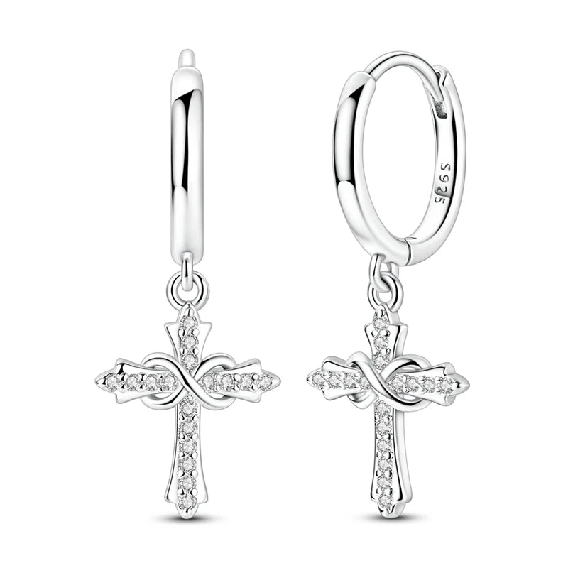 Original 925 Sterling Silver Women Hoop Earrings High Quality Shine Zircon U Shaped Classic Style Earring For Women Jewelry Gift
