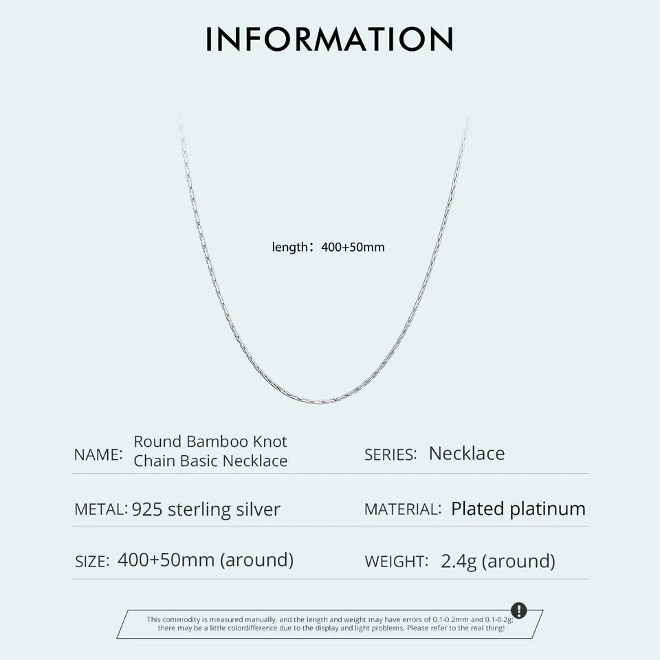 WOSTU Classic Basic Chains Solid 925 Sterling Silver O-Shaped Necklace Twisted Snake Bar Singapore Box Chain Square Links 45CM