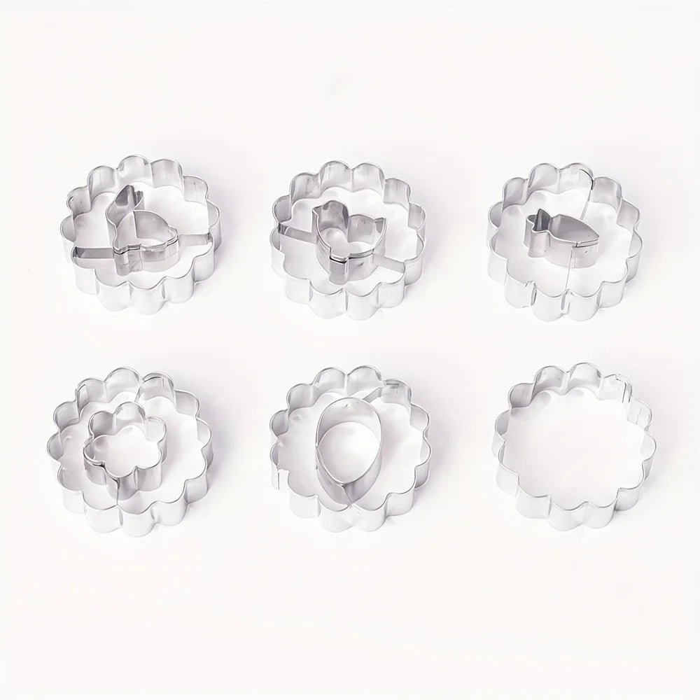 9PCS Jam Cookie Cutter Set Food Grade Moon Star Heart Flower Easy Clean Molds for Fondant Biscuit Pastry Home Baking