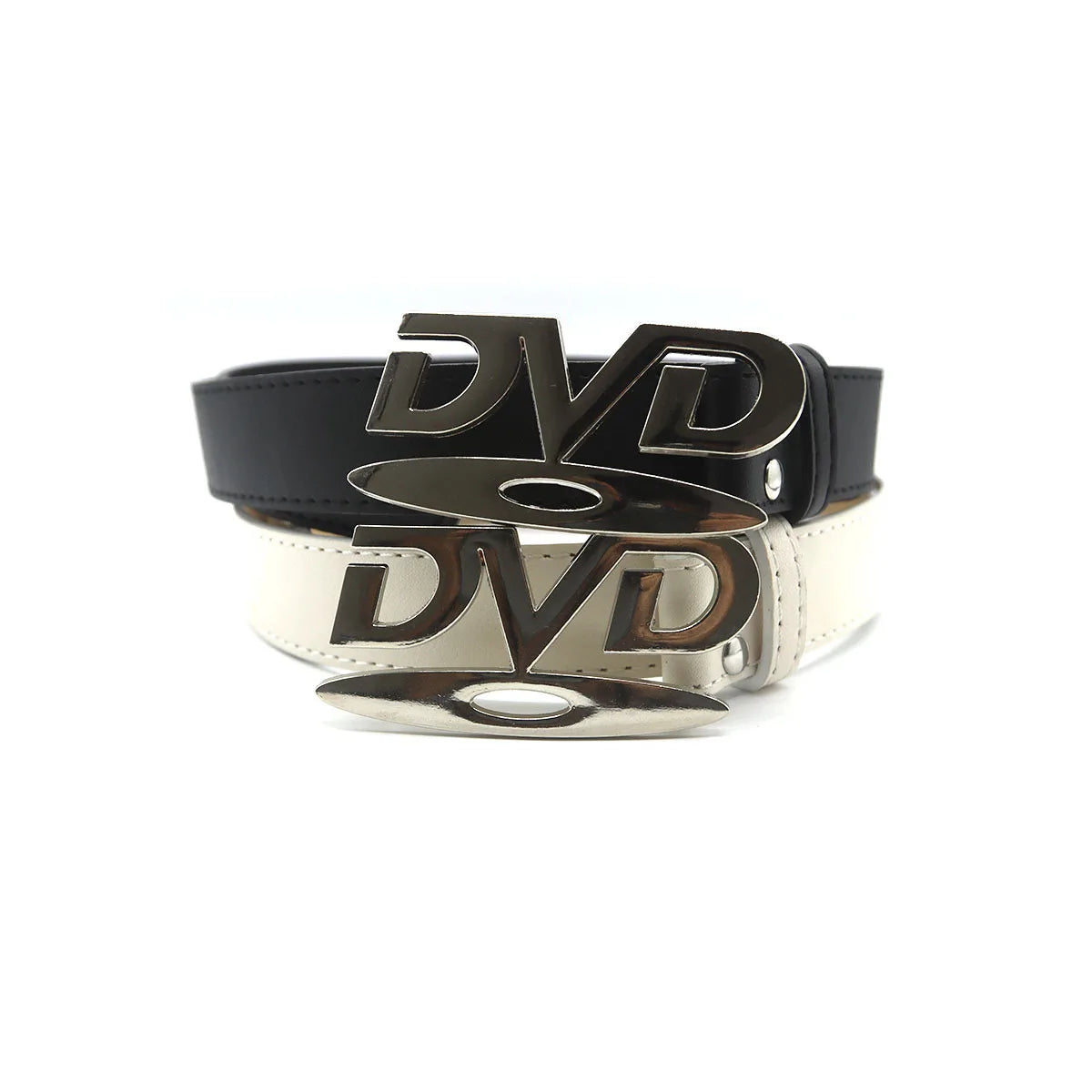 Unisex Nostalgic Design DVD Buckle Belt Men Women Decoration Paired with Jeans Waist Straps Belt Versatile Design Sense Belt