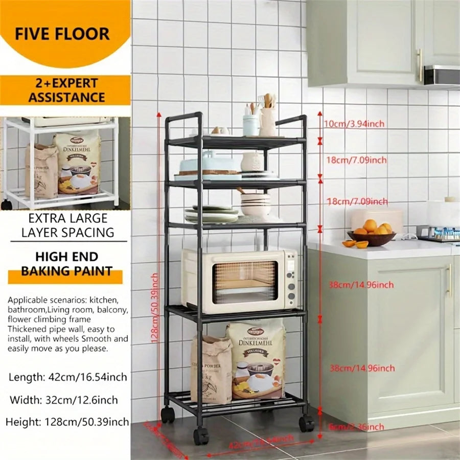 Multi-Layer Kitchen Rack Floor To Floor Storage Rack Household Microwave Stove Shelves Multi Scene Tool Pot Rack Kitchen Storage