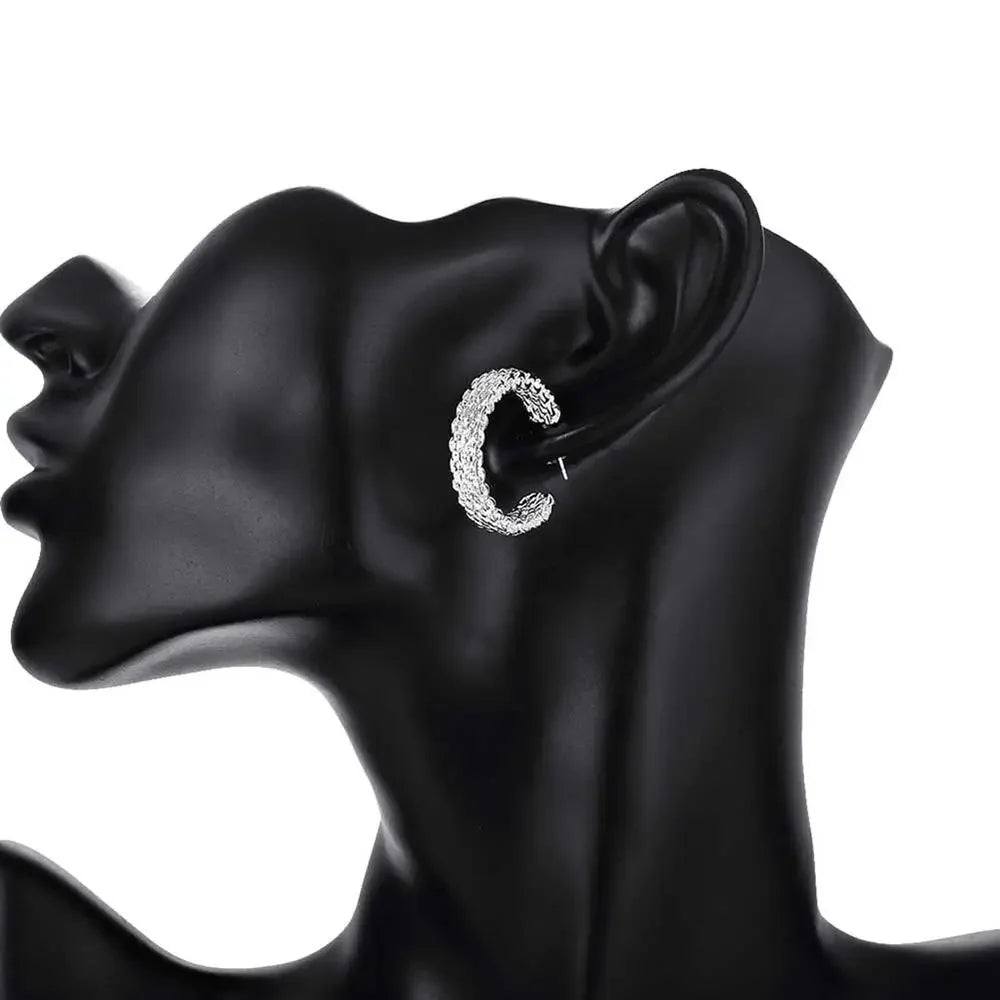 wholesale 925 Sterling Silver Earrings Temperament Women Creativity Ear Studs Christmas Gifts Street All-match Jewelry
