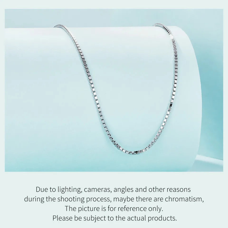 WOSTU Classic Basic Chains Solid 925 Sterling Silver O-Shaped Necklace Twisted Snake Bar Singapore Box Chain Square Links 45CM