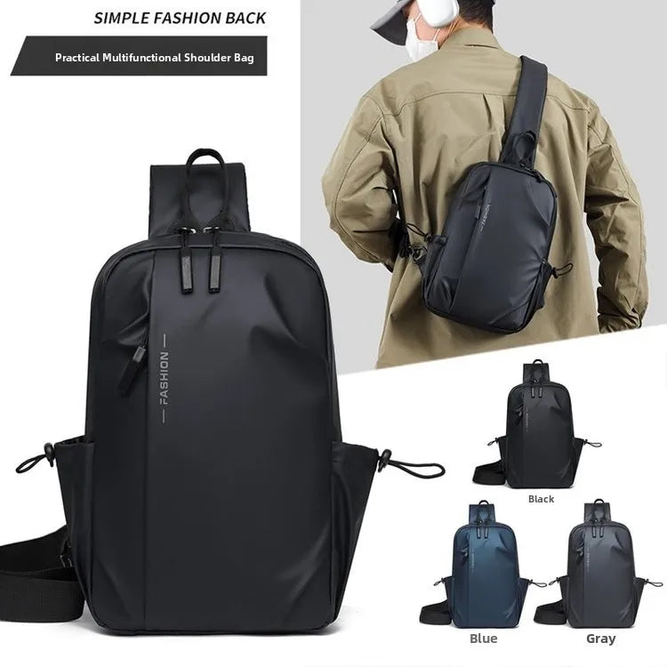 Large Capacity Fashion Waterproof Men's Crossbody Bag Casual Travel Leisure Ladies Single Shoulder Slant Bag Chest Bag