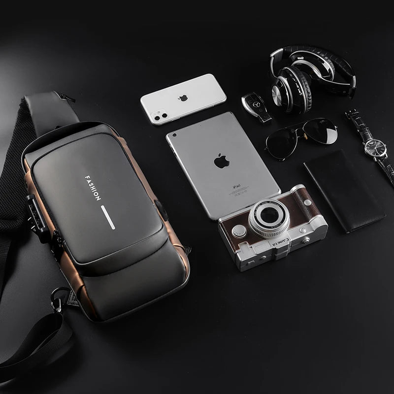 Men Multifunction Anti Theft USB Shoulder Bag Man Crossbody Cross Body Travel Sling Chest Bags Pack Messenger Pack