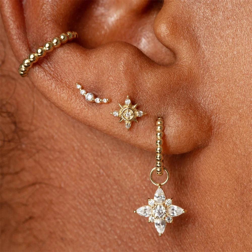 CANNER Pendientes Plata 925 Piercing Stud Earrings For Women Cubic Zirconia 925 Sterling Silver Cartilage Earring Jewerly 1pc