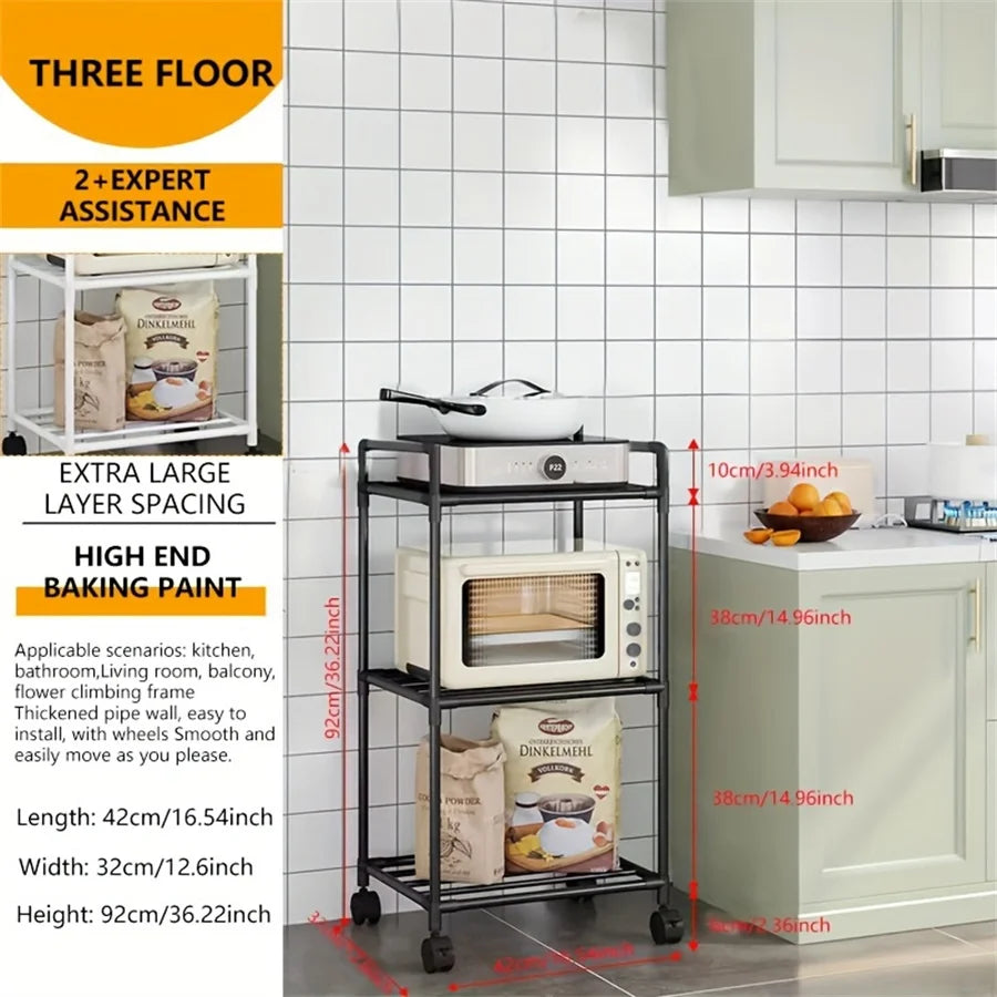 Multi-Layer Kitchen Rack Floor To Floor Storage Rack Household Microwave Stove Shelves Multi Scene Tool Pot Rack Kitchen Storage