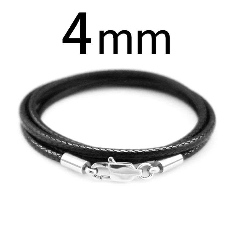 1-3mm Leather Cord Necklace 40-80cm Cord Wax Rope Lace Chain With Stainless Steel Lobster Clasp For DIY Pendant Necklace Jewelry