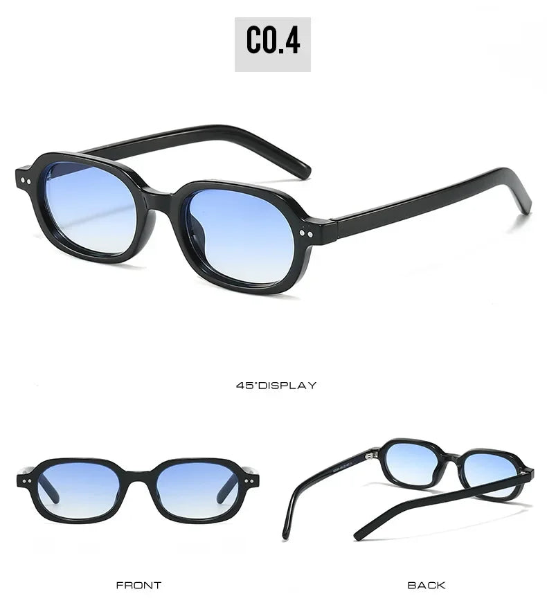 SO&EI Retro Small Oval Sunglasses Women Shades UV400 Fashion Rivets Men Jelly Color Gradient Punk Sun Glasses