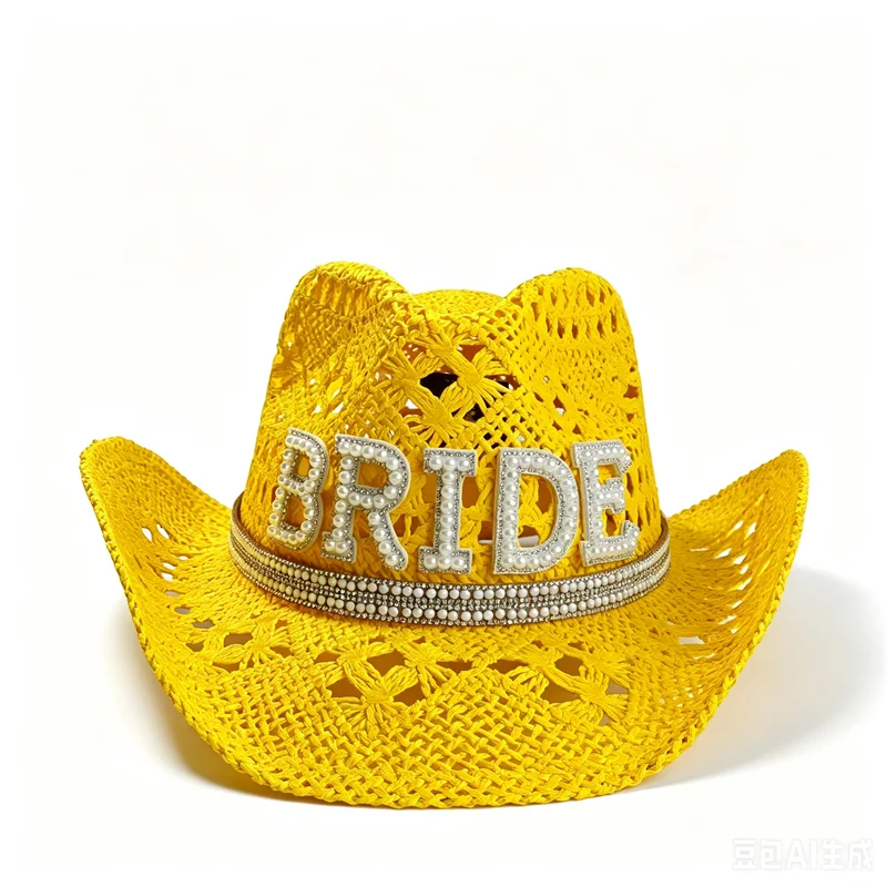 Bridal Malan Flower Style Cowboy Hat All Kinds of Hats for All Seasons Summer Beach Hat Elegant Cowboy Hat Pearl Accessories