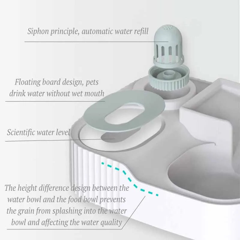 Large Capacity Cat Automatic Feeder Water Dispenser Wet and Dry Separation Dog Food Container Drinking Water Bowl Pet Supplies