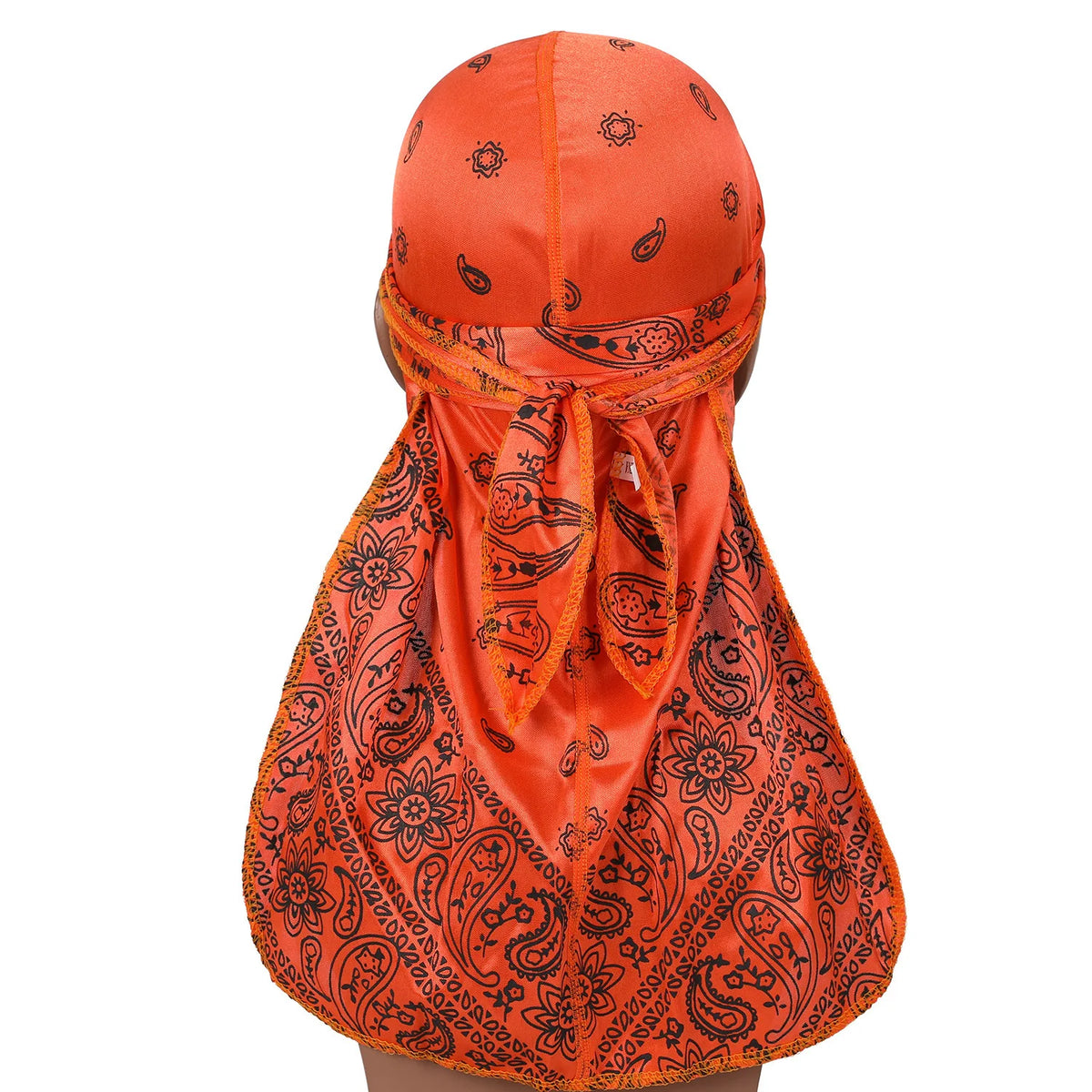Satin Floral Printed Headband Scarves for Women Hair Accessories Mens Doo Rag Durag Long Tail Cap Bandana Turban Unisex Headwear
