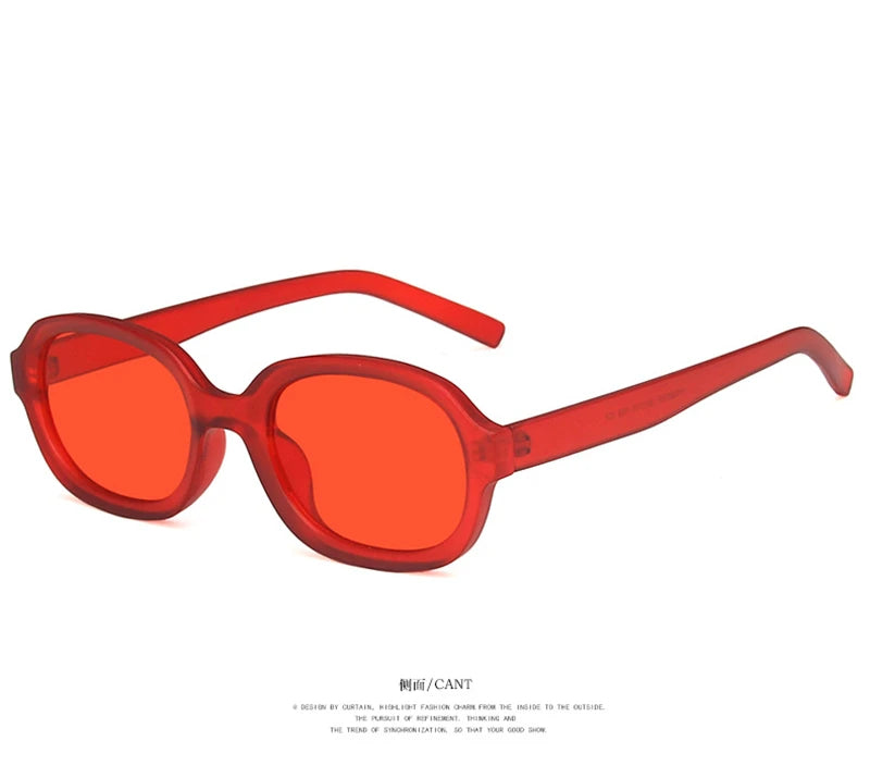 Oval Concave Vintage Sunglasses Women Fashion Design Retro Brand Sun Glasses Female Hip Hop Vintage Round Designer Oculos De Sol