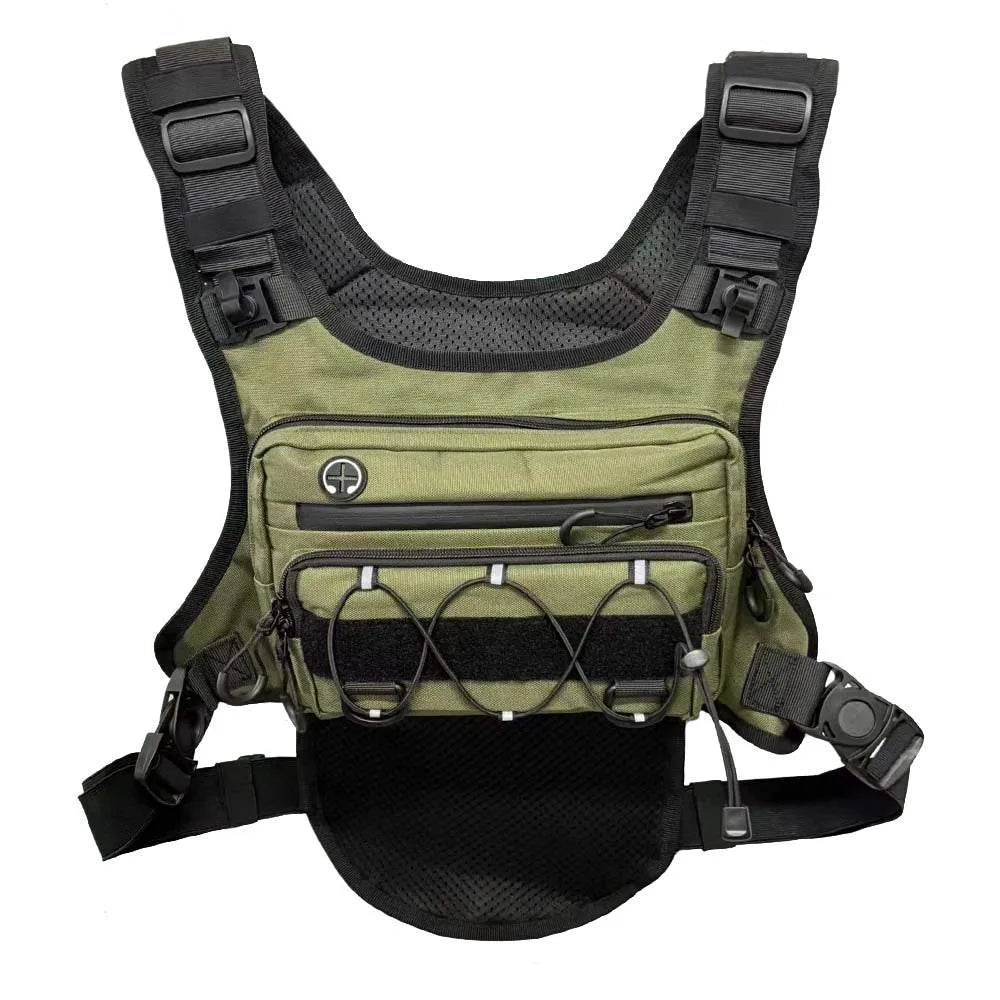 Outdoor tactical chest bag, multi-functional vest, multi-pocket sport cycling backpack, water bag, running vest Saco peito homem