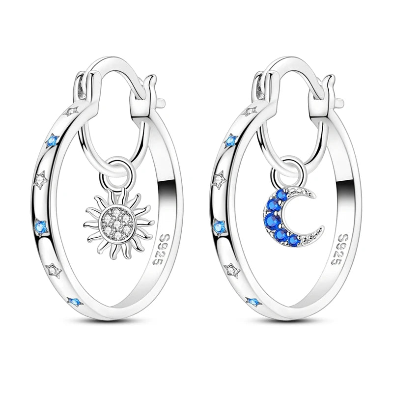 Original 925 Sterling Silver Women Hoop Earrings High Quality Shine Zircon U Shaped Classic Style Earring For Women Jewelry Gift