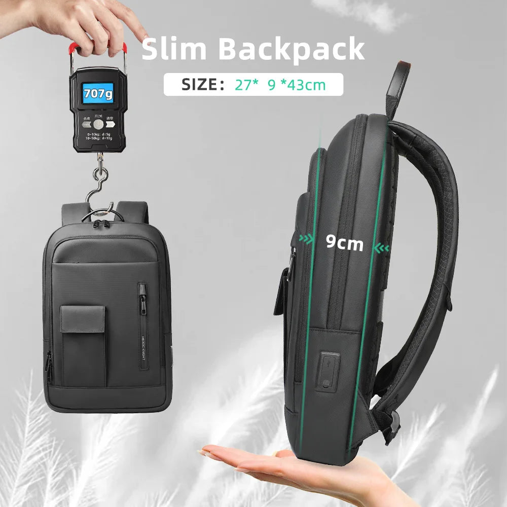 Heroic Knight Slim Backpack for Men Multifunction Work Backpack for 15.6' Laptop Bag Waterproof Business Bag College Bag Male
