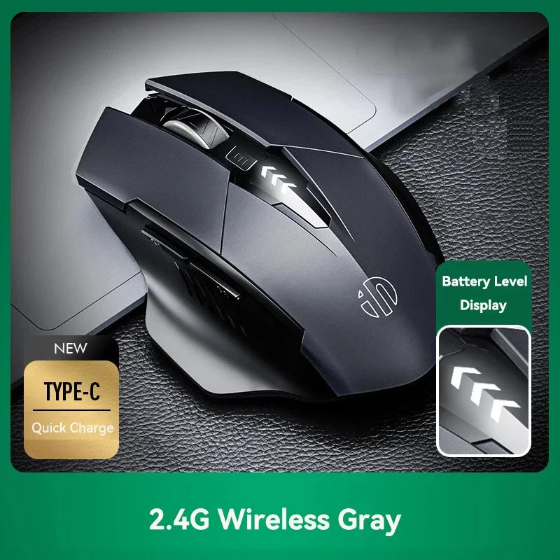 Inphic F1S Rechargeable 2.4G Wireless Mouse Office Mute Ergonomic And Skin-friendly Materials Support PC Laptop Tablet Universal