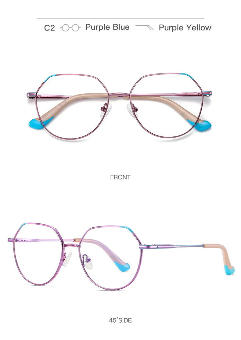 VICKY Metal Myopia Prescription Glasses Hyperopia Reading Glasses Women Anti Blue Light Computer  Glasses Optical Glasses Frame