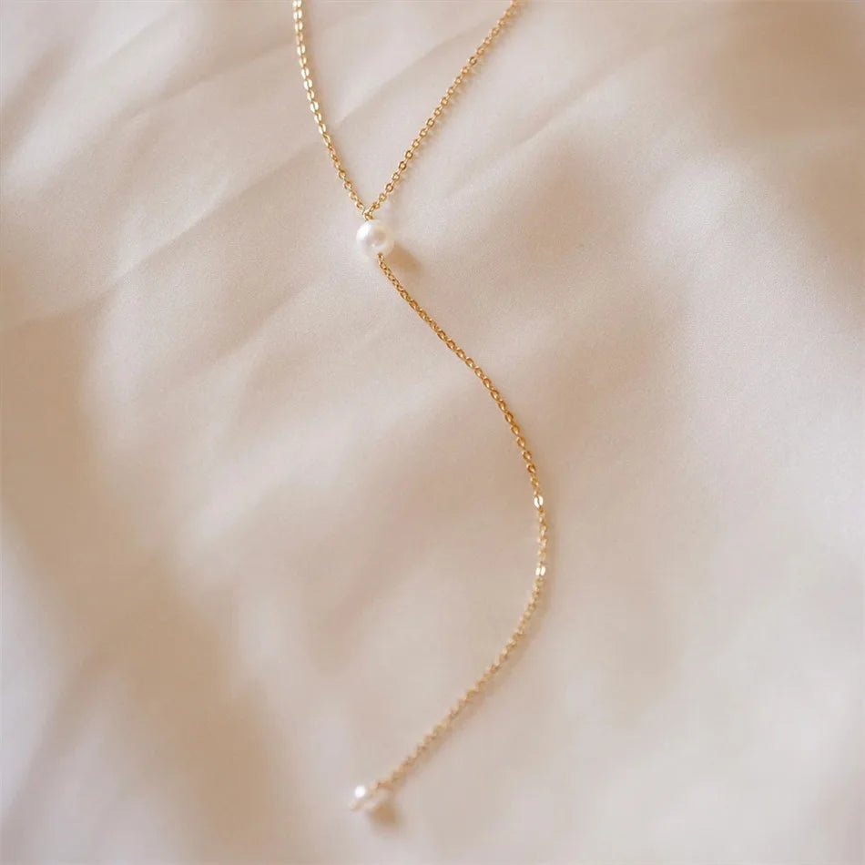 316L Stainless Steel Fashion Golden Color Chain Jewelry Necklace For Women Imitation Pearl Beads Pendant Gifts Jewelry Wholesale