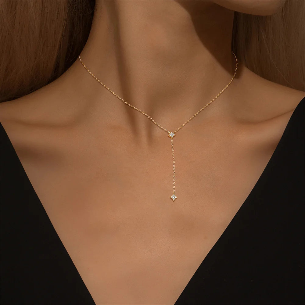 CANNER New 925 Sterling Silver Mini Zircon Pendant Necklaces Chain For Women Necklace Chains Fine Jewelry Gift Collares подвеска