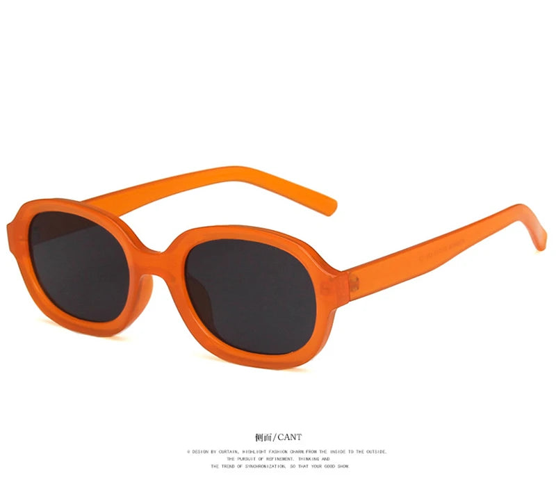 Oval Concave Vintage Sunglasses Women Fashion Design Retro Brand Sun Glasses Female Hip Hop Vintage Round Designer Oculos De Sol