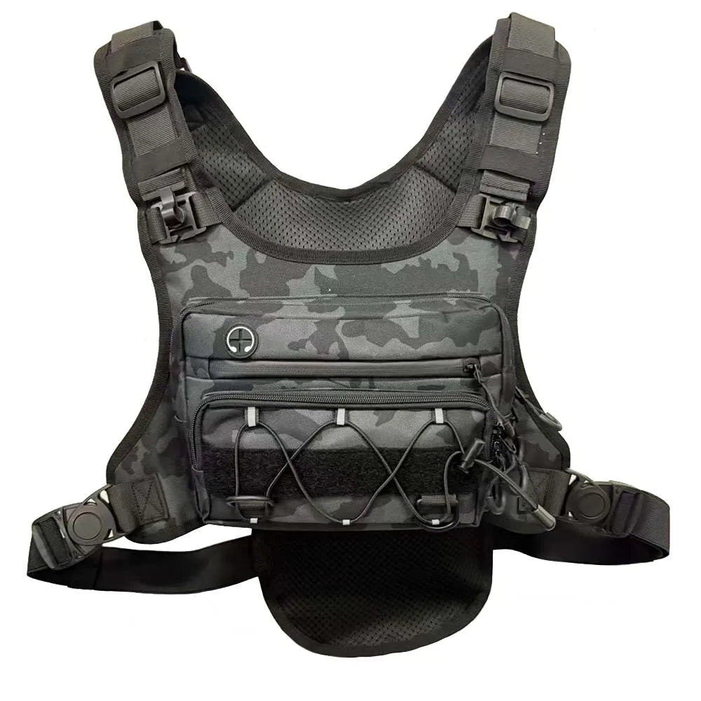 Outdoor tactical chest bag, multi-functional vest, multi-pocket sport cycling backpack, water bag, running vest Saco peito homem