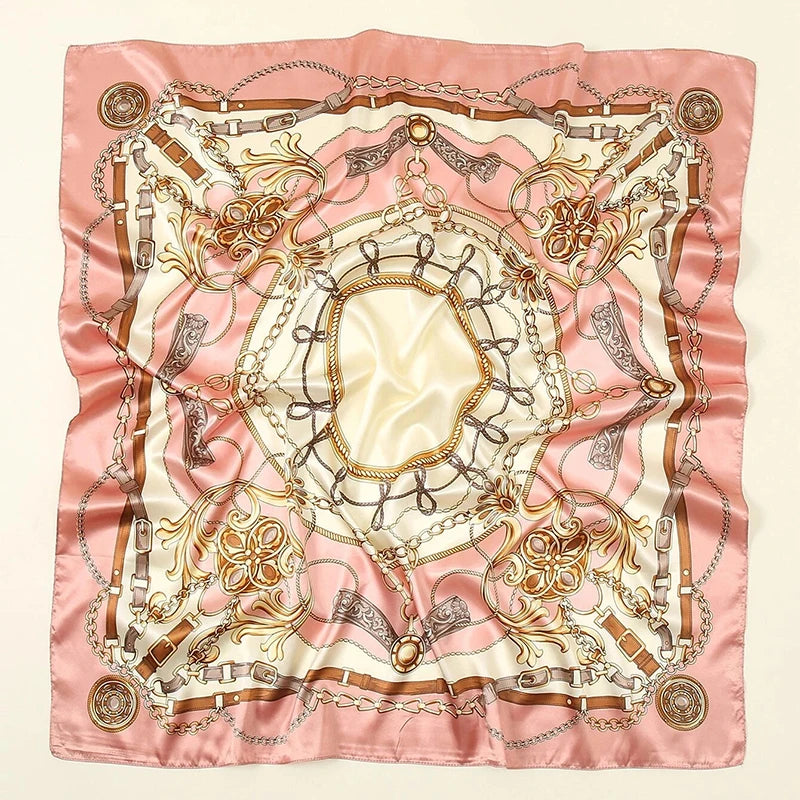 Luxury Brand Silk Satin Square Scarf Women Hijab Bandana Muslim Headscarves Shawl Wrap Ladies Headband Neckerchief Foulard 90cm