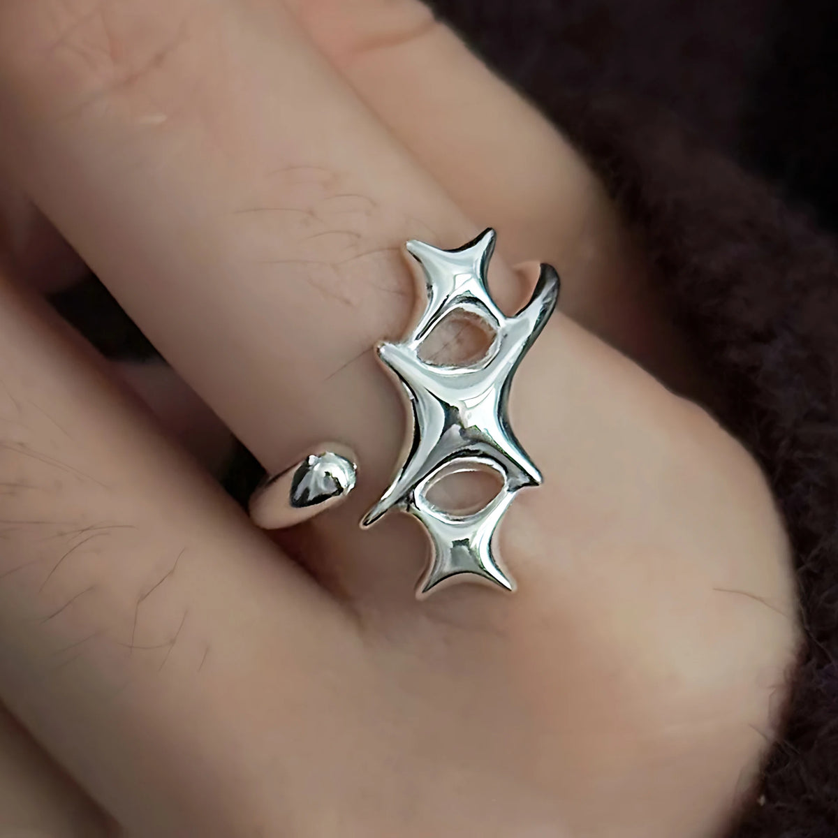 Sam Panda 925 Sterling Silver Rings For Women Men Fine Jewelry Finger Adjustable Open Wing Shape Ring For Party Birthday Gift