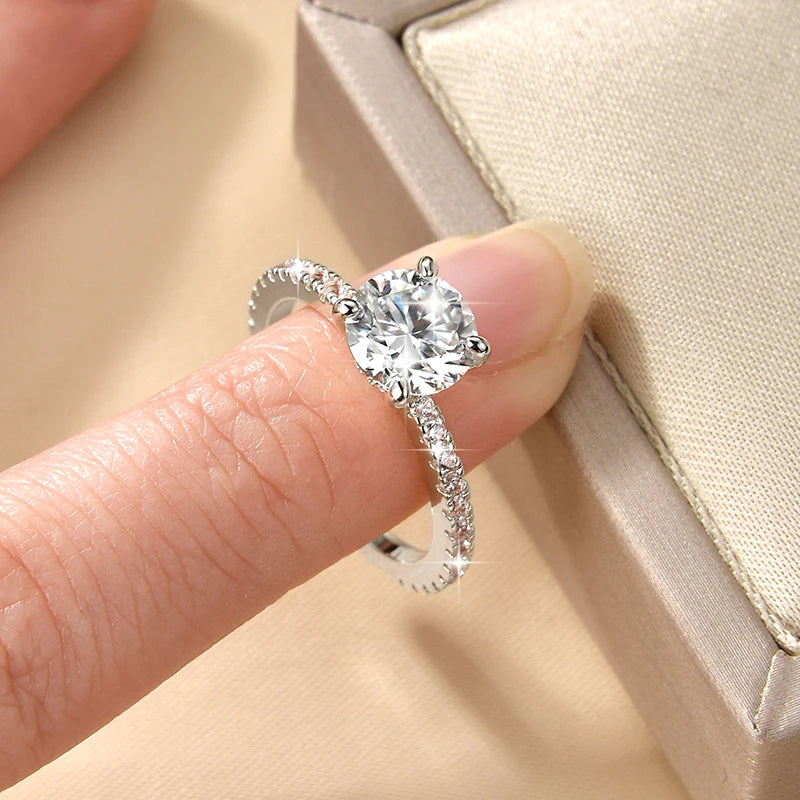 IOGOU Classic 8mm 2.0CT D Moissanite Ring 14k Gold Filled Engagement Wedding Rings for Women Finger Jewelry with GRA Certificate
