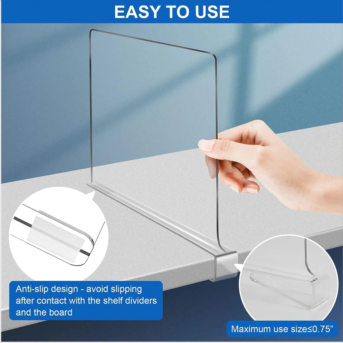 6/4/2/1pcs Transparent Closet Shelf for Wardrobe Organizer Cloth Divider Cupboard Bookcase Divider Baffle Home Organizer