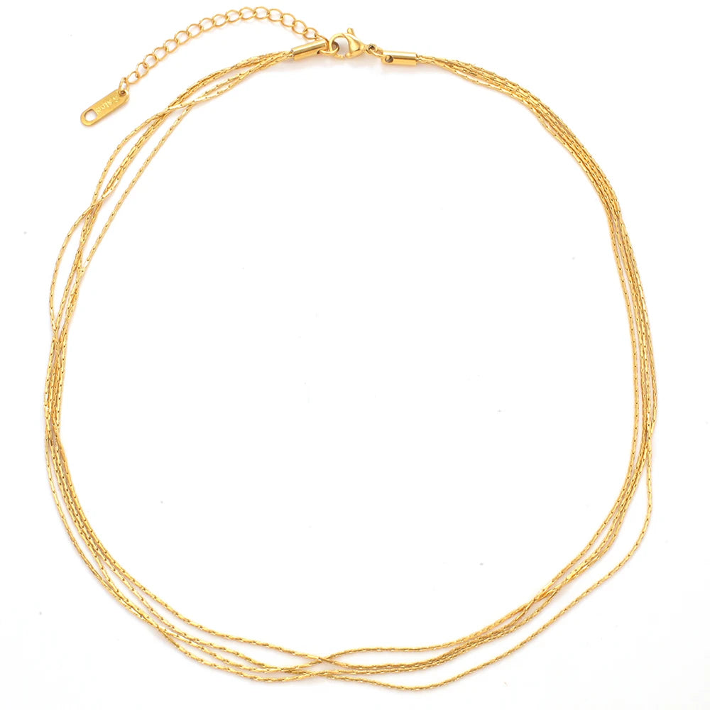 Stainless Steel necklace women stacking Layered Thin Chain Necklace Multilayer Sexy Snake Chains Summer Beach Fashion Jewelry
