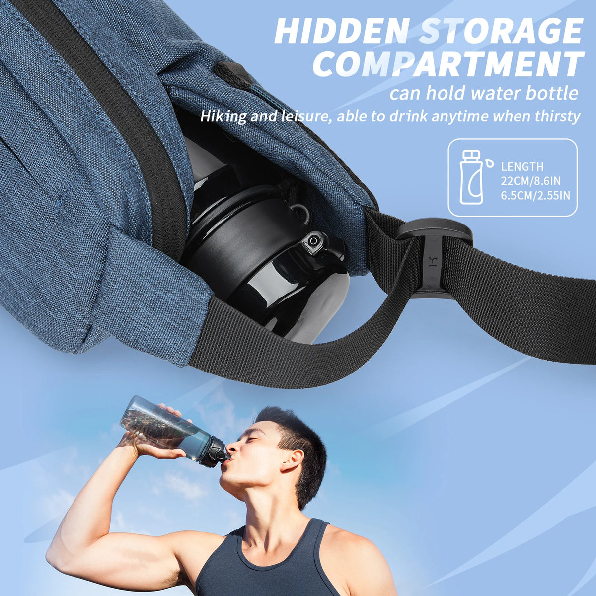 Anti-Theft Crossbody Sling Bag Waist Bag for Men Women, Small Backpack One Shoulder Bag, Chest Bag Sling Backpack for Sports