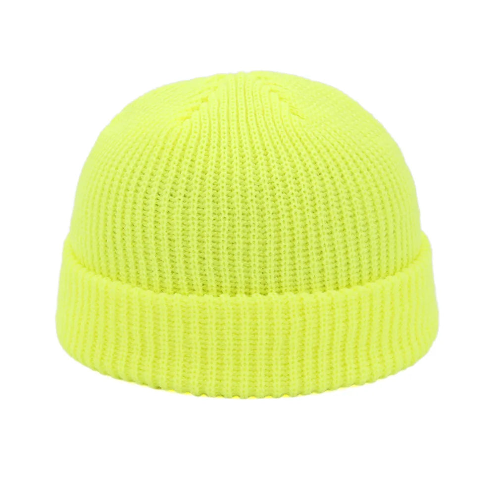 Beanie Knit Hats Fashion Men Boy Skullcap Sailor Caps Cuffs Retro Navy Short Hat Solid Color Unisex Winter Warm Cap Roll-up Edge