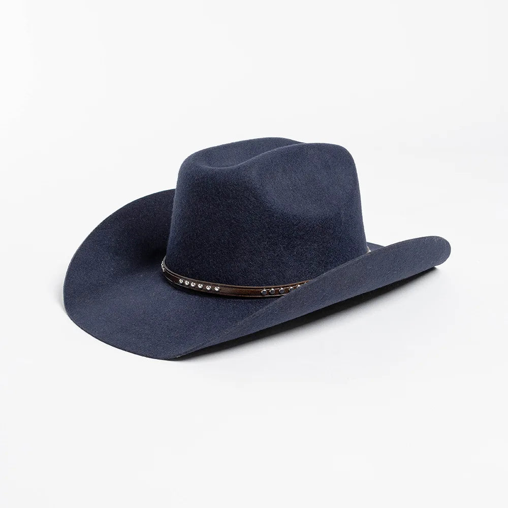 USPOP Autumn Winter Western Cowboy Hat Unisex Casual Studded Wool Felt Hat with Belt  Large Size Fedora Available in Sizes S-XL