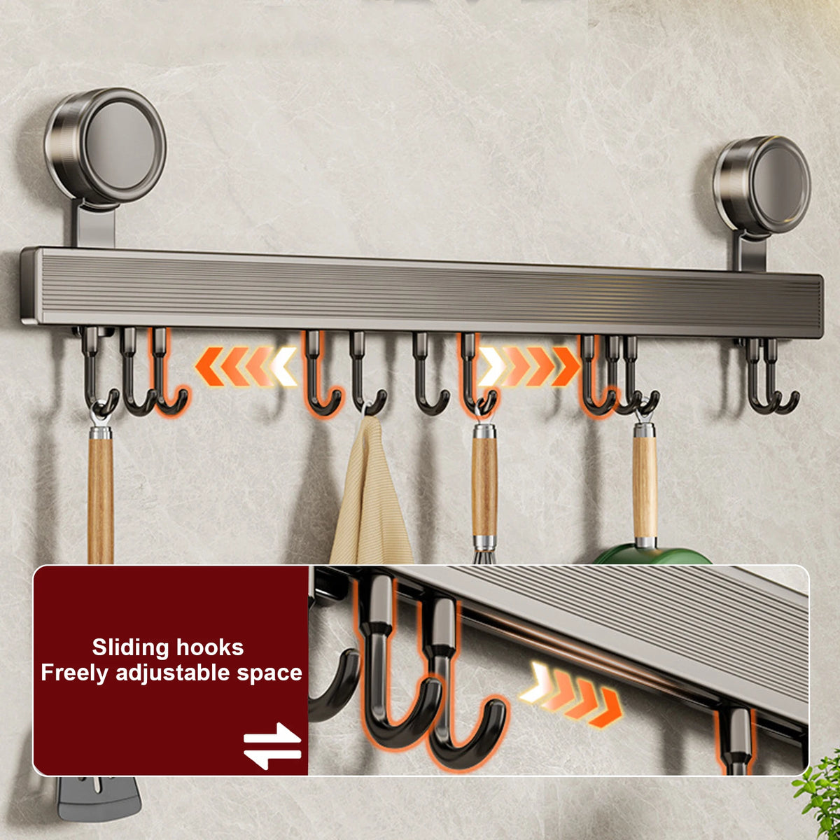 Multi-Purpose Suction Cup Hooks 6/8/10 Aluminum Bathroom Towel Rack Strong Load-Bearing White Grey Kitchen Storage Hook
