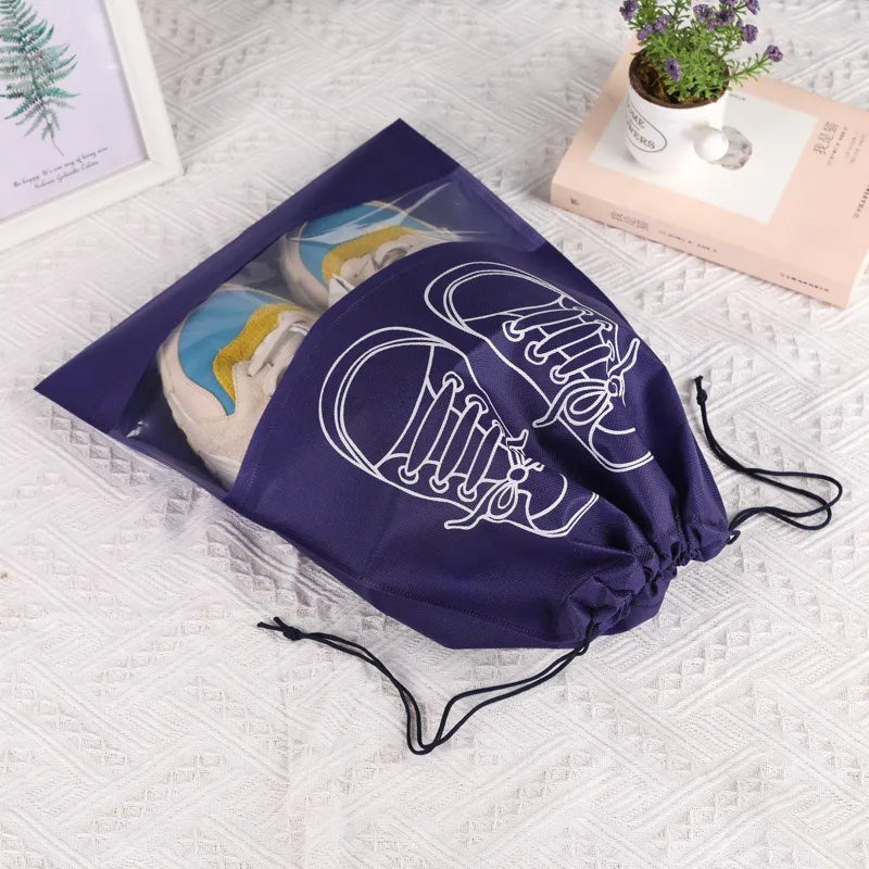 10/5pcs Shoes Storage Bags Closet Organizer Non-woven Travel Portable Bag Waterproof Pocket Clothing Classified Hanging Bag 2025