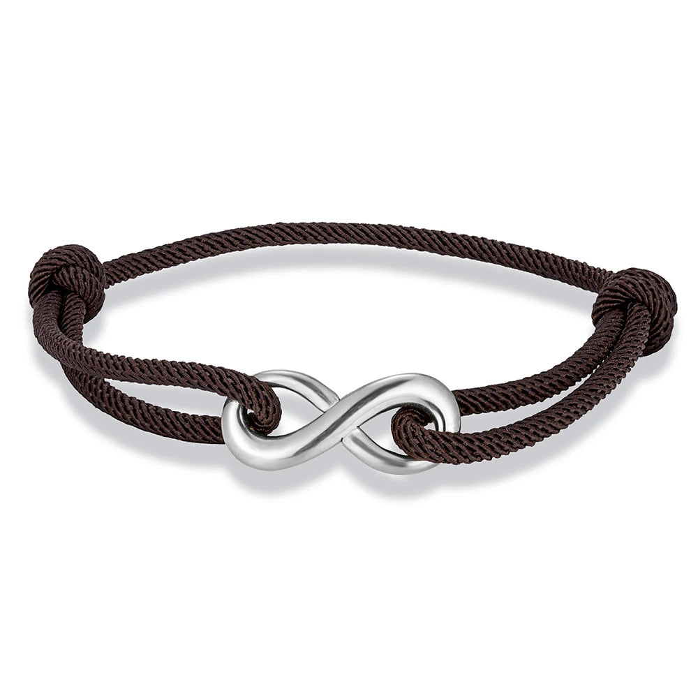 MKENDN Minimalist Stainless Steel Infinity Bracelet for Men Women Adjustable Rope Bracelet Couple Friendship Jewelry Gifts