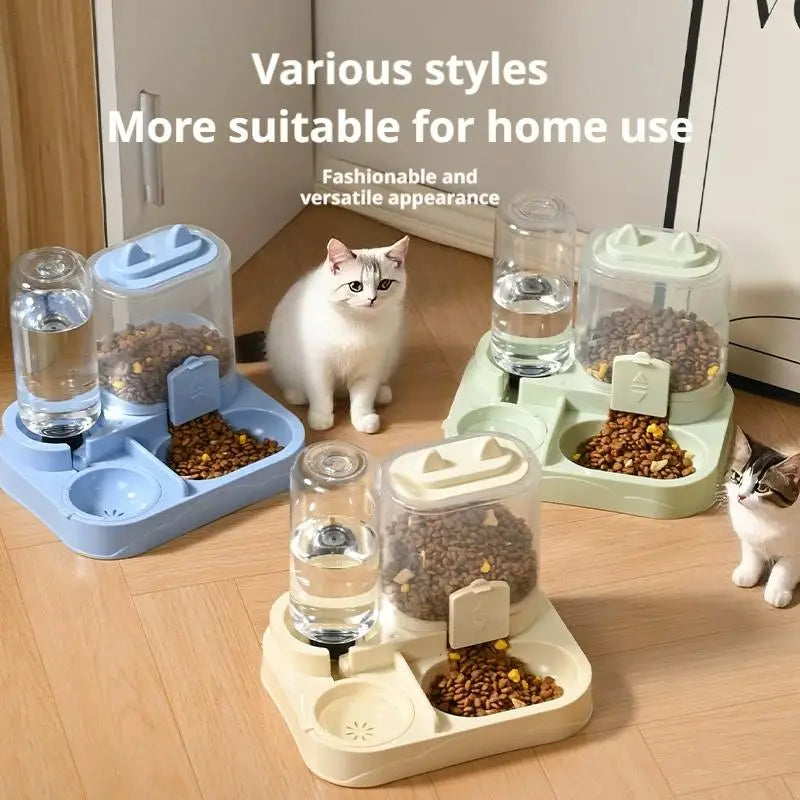 Plastic  Automatic Cat Feeder And Waterer All-in-One Pet Food Water Dispenser Large Capacity Food Storage Dispenser Pet Supplies